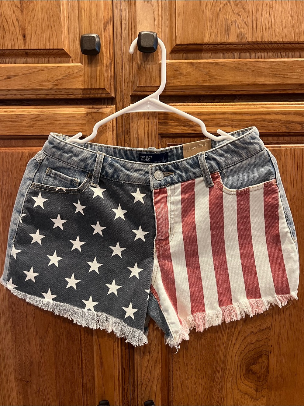 American Flag Jean Shorts - Red & Blue
